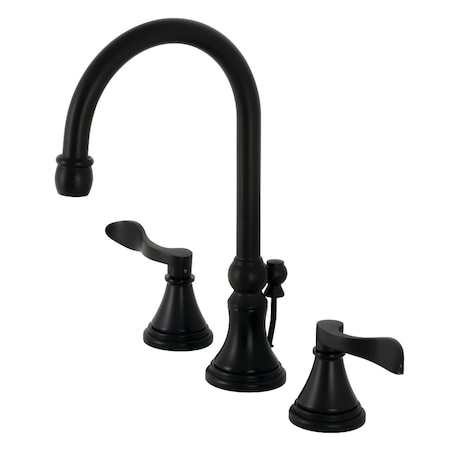Kingston Brass KS2980DFL NuFrench Widespread Bathroom Faucet W/Brass Pop-Up, Matte Blk KS2980DFL